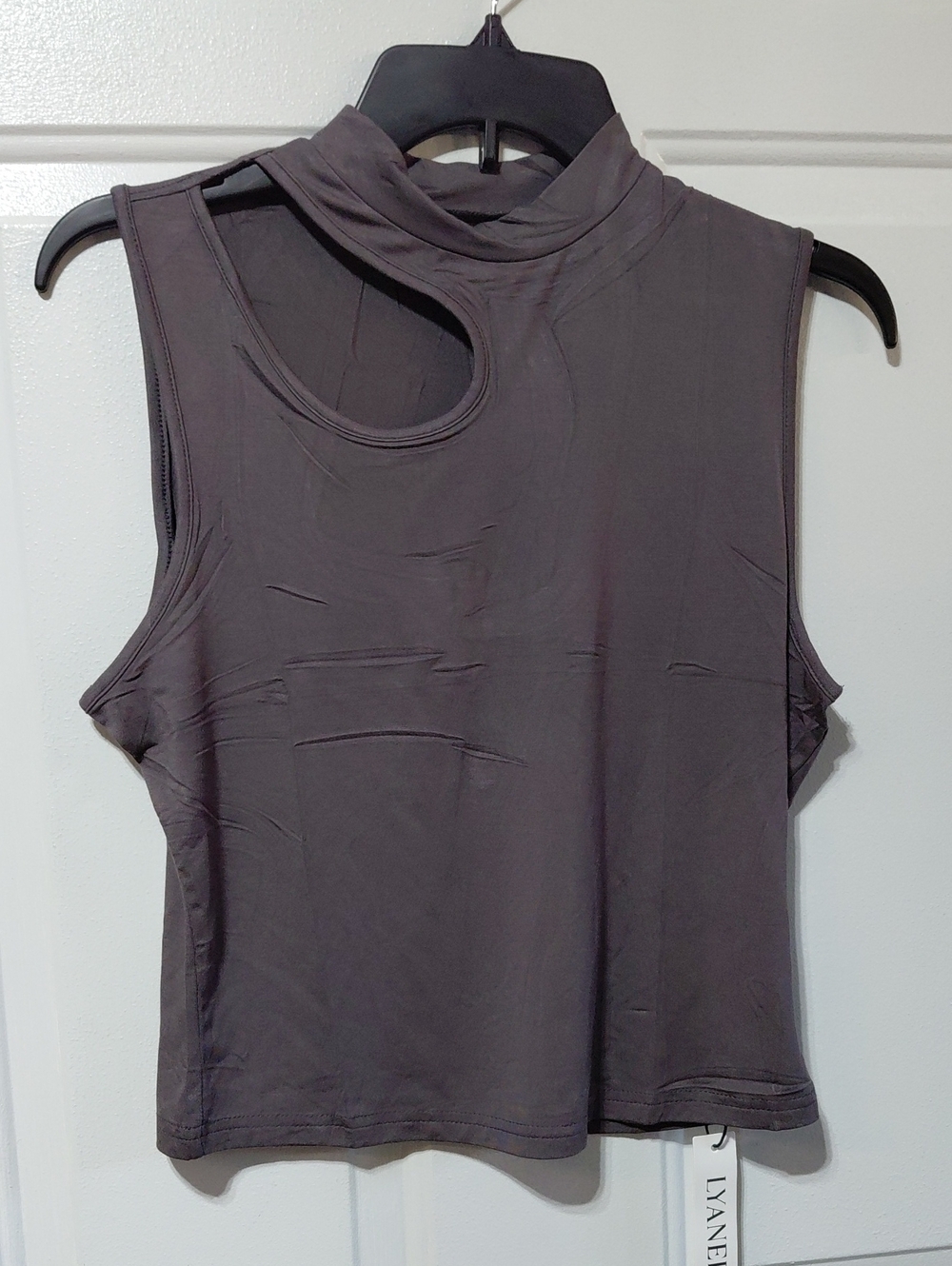 LYANER Women's Gray Sleeveless Cutout Mock Neck Top Size Large - Picture 1 of 5